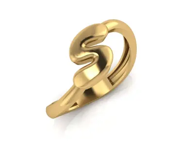 S alphabet bypass shell hallow ring 3D print model