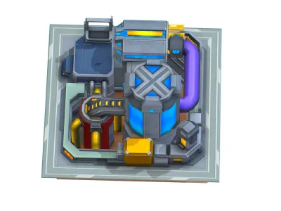 isometrical fuel rig platform station upgrade 5 Low-poly 3D model