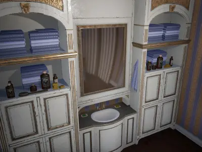 VINTAGE BATHROOM UNREAL ENGINE 4 Low-poly 3D model