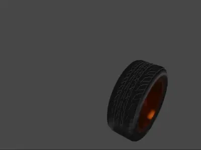 Wheel orange car 3D model