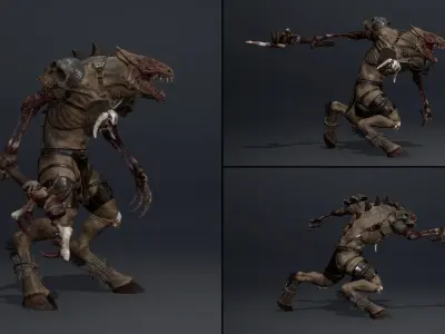 Mist Barbarian Damaged Low-poly 3D model