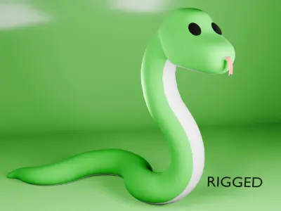 Green Snake 3D Model Low-poly 3D model