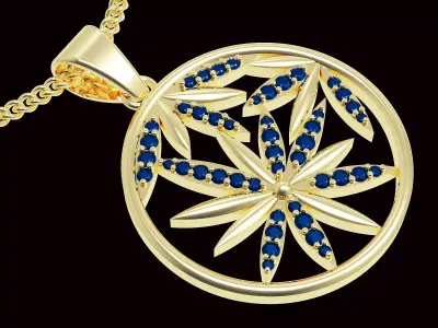 leaves pendant  jewelry gold silver 3D print model 3D print model
