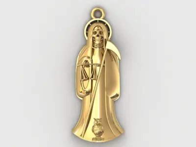  santa muerte holy death small size pendant 3D STL 3DM skull 3D print model