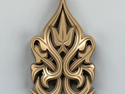 Carved decor vertical 008 3D model