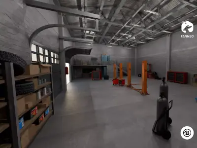 Modular - Industrial Garage - Unreal Engine Low-poly 3D model