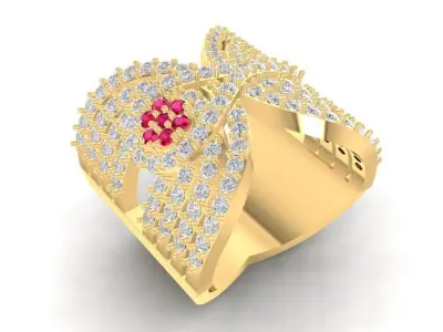 Luxury Bow Diamond Ring for Women 1251 3D print model