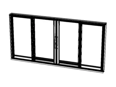 Aluminium Sliding Window 4 Panels 3D model