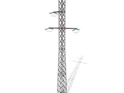 Electricity Pole 15 Low-poly 3D model