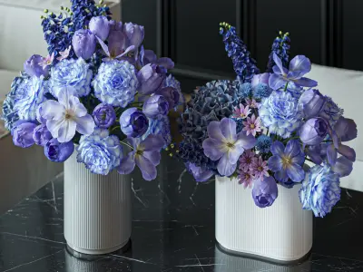 Flower Set 031 Blue Flowers 3D model