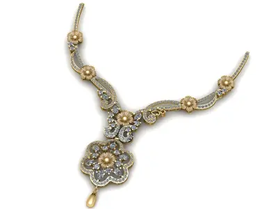 Luxury Wedding Diamond Necklace And Earrings 3d Printable Model 3D print model