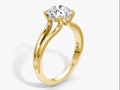 Split Band  Engagement Ring  01 3D print model