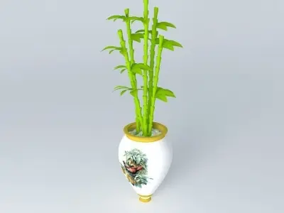 vase with bamboo decoration Free 3D model