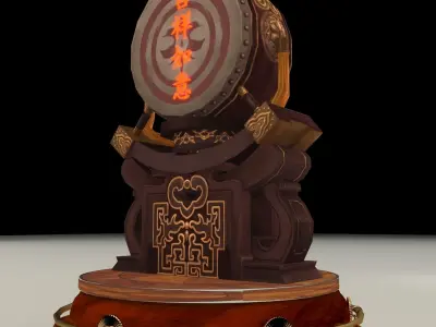Chinese display stand with drum 3D model