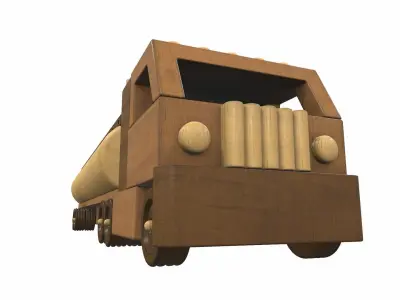 Wooden car toy truck and trailer 2 Free 3D model