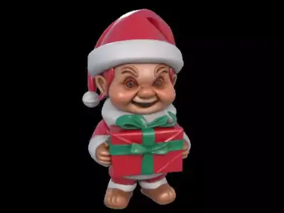 Mischievous Chucky Inspired Santa with Gift 3D print model