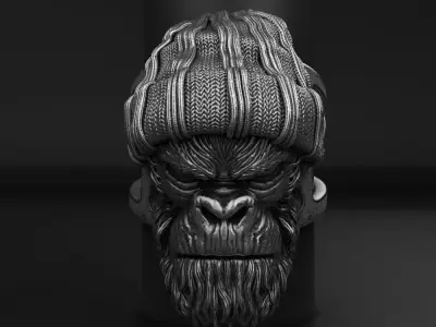 Animal Ring jewelry Gangster Monkey vol1  3D print model