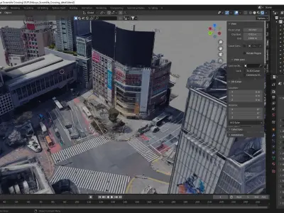 Tokyo Shibuya Scramble Crossing Free low-poly 3D model