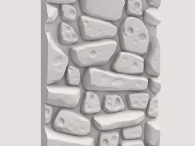 Ancient Battered Boulder Wall 3D model