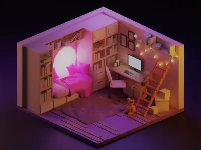 library 3D model buy
