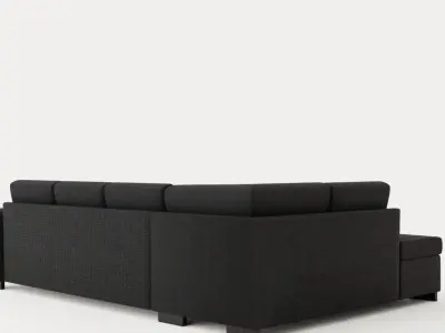 Porto U Sofa With Divan Right Footstool Low-poly 3D model