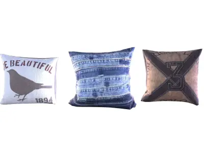 Three Pillows Low-poly 3D model