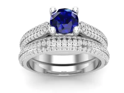 AV 692 Diamond Bridal Engagement Ring With Matching Band 3D print model