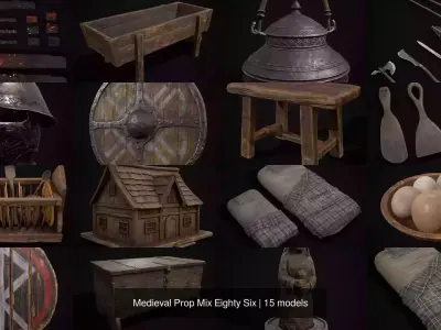 Medieval Prop Mix Eighty Six 3D Model Collection