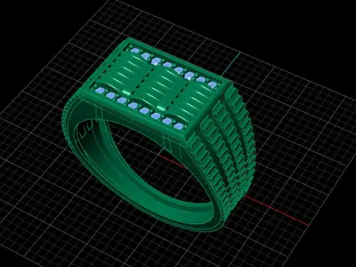 Print Ready STL 3DM  Gents Rings Diamond Men Ring  3D print model 85