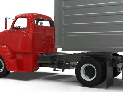 COE Semi Truck Single Axle plus box Trailer 3D model