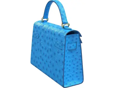 Hermes Kelly Bag Blue Ostrich Low-poly 3D model