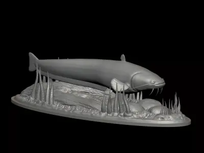 Catfish underwater statue detailed texture for 3D 3D print model
