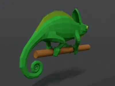 Low Poly Cartoon Chameleon Low-poly 3D model