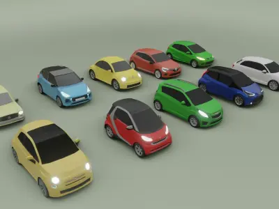 low-poly mini cars pack - 10 cars Low-poly 3D model