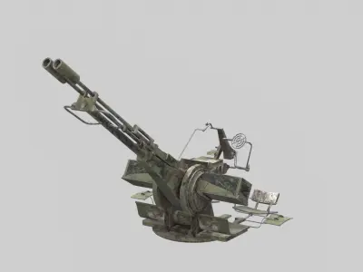 Syria Ciwil War Pickup Car  Zu-23 Weapon Low-poly 3D model