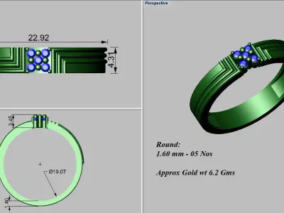light weight gold diamond rings-C111116SKCH2026000-wt-5-10 3D print model