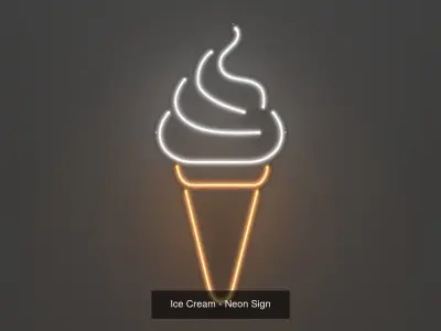 Ice Cream Neon Signs - 5 Pack 3D Model Collection