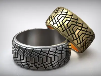 Car Tire Tread Design Mud Wedding Ring 3D print model