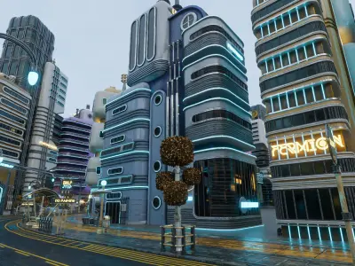 SCIFI ATOMPUNK BUILDING 03 Low-poly 3D model