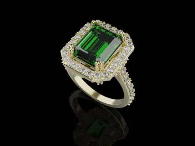 Woman Wedding Emerald Ring 0069 3D print model