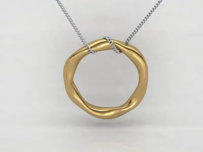 Golden Flow Organic Pendant Jewelry 3D Model 3D print model