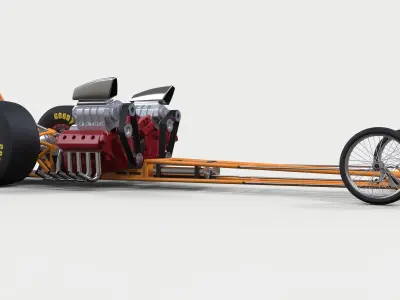 Twin-engined dragster 3D model