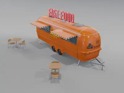 Orenge Fast Food Trailer 3D model