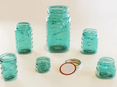 Mason Jars Low-poly 3D model