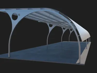 Metal Carport 3D model Free 3D model