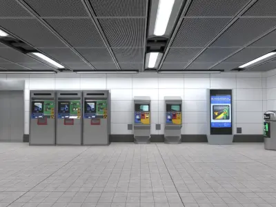 Subway station with car Low-poly 3D model