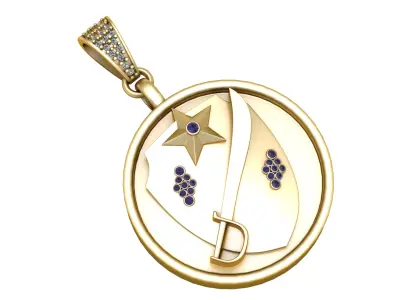 SWORD AND STAR DESIGN COIN PENDANT 3D-PRINTABLE MODEL  3D print model