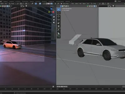  Realistic 3D City Model with Car for Games and Animation 3D model