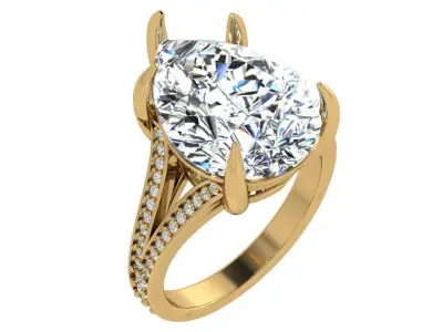 Pear Diamond Split Shank Ring 4677 3D print model