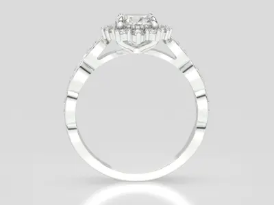 diamonds rings with Halo Round  3D print model